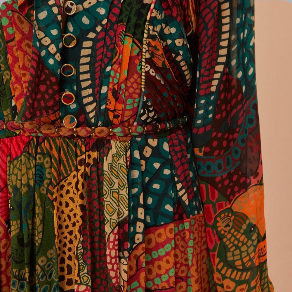 Farm Rio Fauna Mix Multicolor V Neckline Maxi Dress - Picture 7 of 11